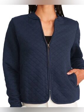 Marine Layer Corbet Quilted Bomber Jacket Navy Blue Full Zip XS